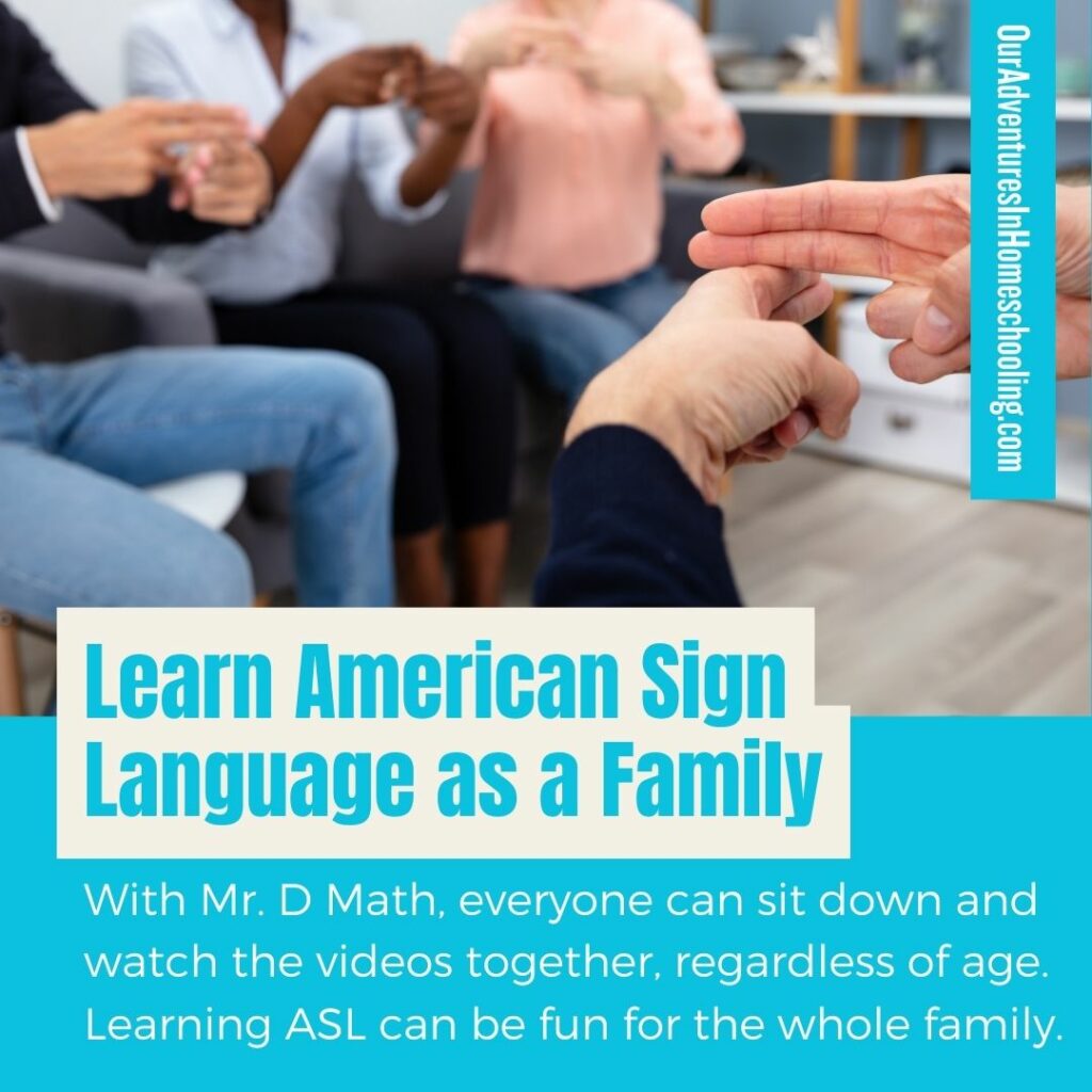 ASL for Homeschoolers Mr. D Math Review: ASL 1 Class A sign language curriculum for homeschoolers offers a plethora of advantages! Today I'm reviewing Mr. D Math's ASL 1 for homeschoolers...
